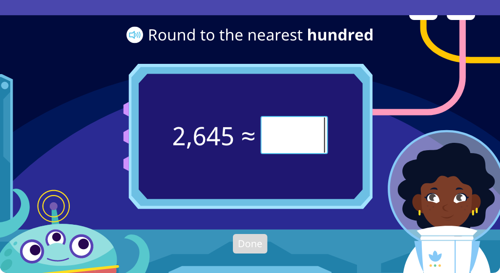 Round a given number up or down to the nearest hundred