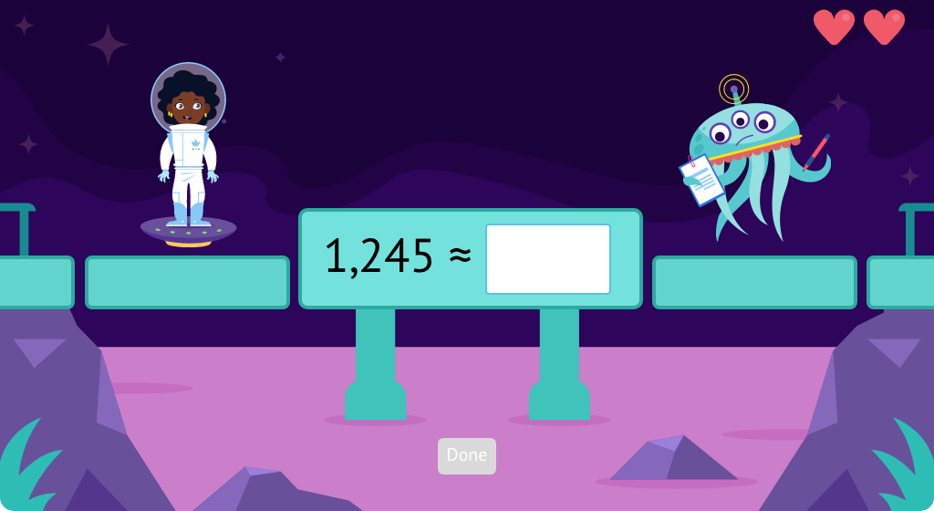 Round a given number up or down to the nearest ten or hundred (Level 1)