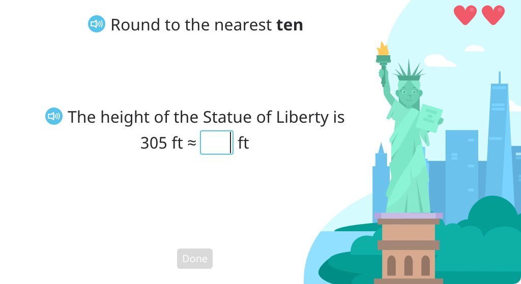 Round a given number up or down to the nearest ten or hundred (Level 2)