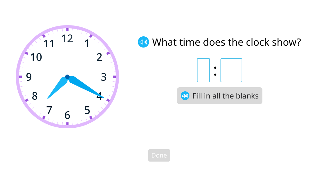 Review telling time to five minutes