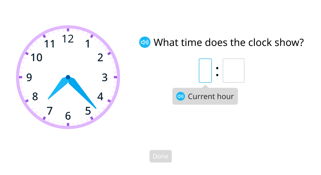 Tell time to the minute (Level 1)