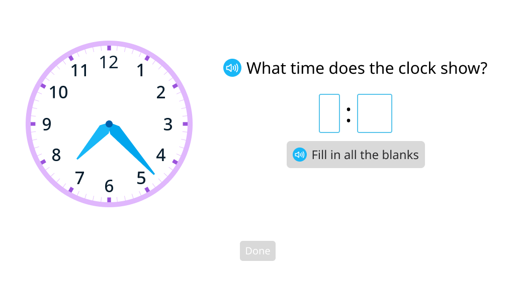 Tell time to the minute (Level 2)