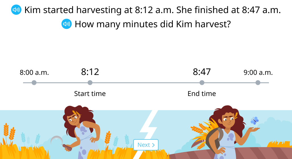 Calculate time intervals using a timeline