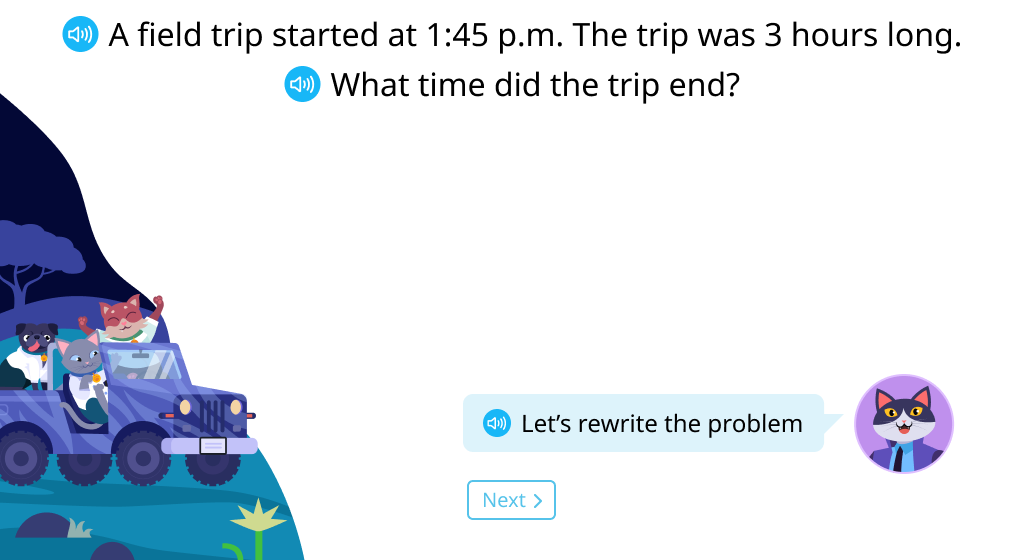 Calculate the end time using column addition (Level 3)