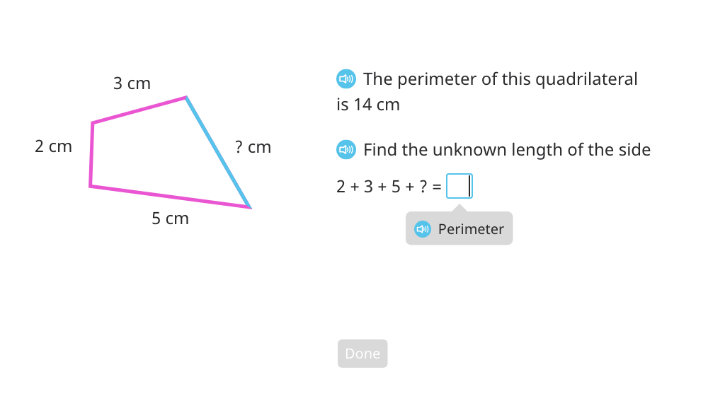 Find the length of an unknown side of a quadrilateral