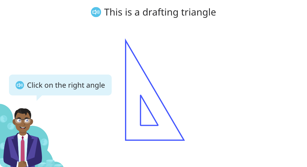Use a drafting triangle to determine if an angle is right