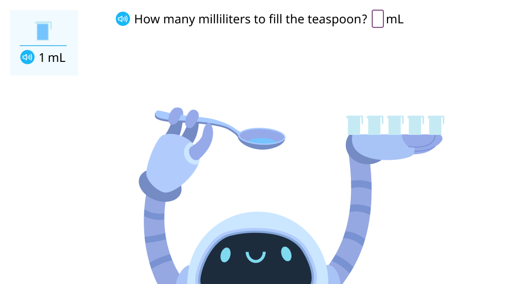 Explore liquid volume in milliliters