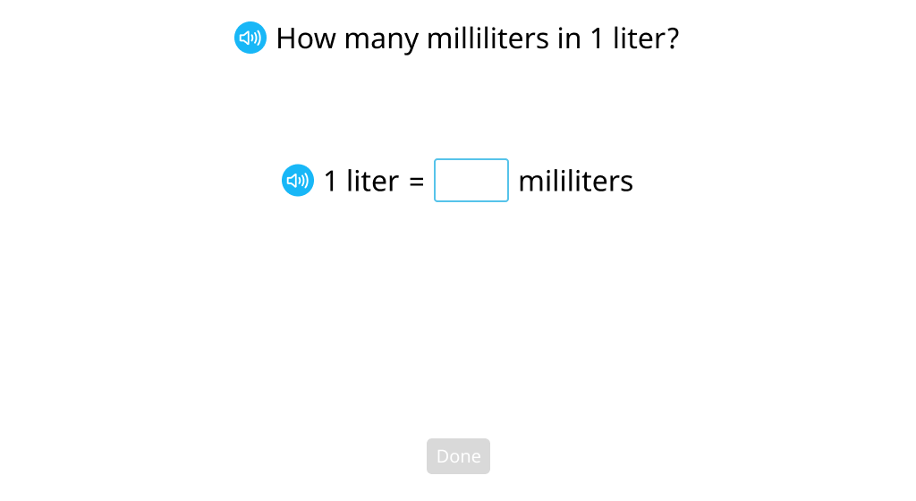 Convert liters to milliliters (Level 1)