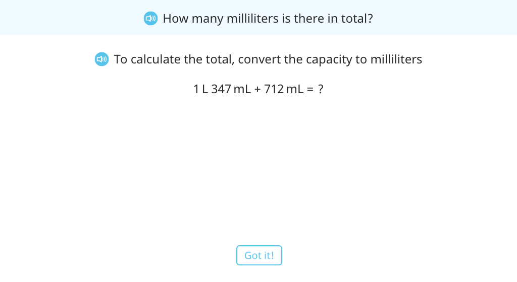 Find the sum of two volumes