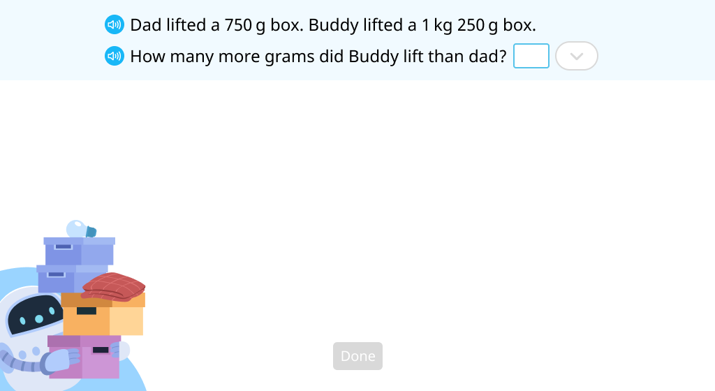 Solve a word problem by comparing mass