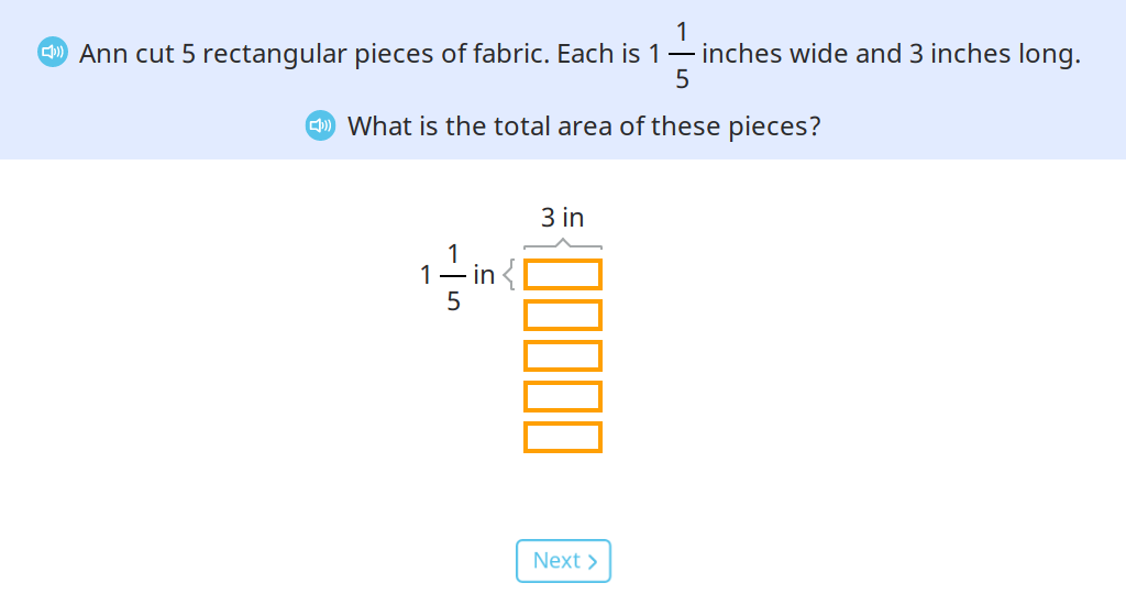 Solve word problems involving the area of rectangles with a mixed-number side length (Level 2)