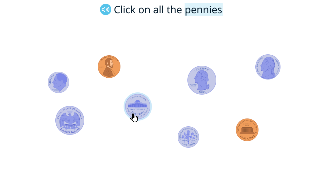 Identify coins by size and color